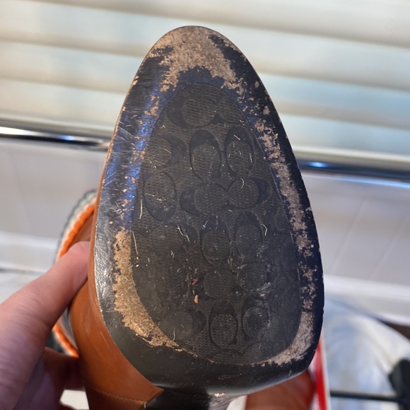 Coach leather brown boots with wool multicolored top flip one of a kind size 8.5 - Picture 4 of 7